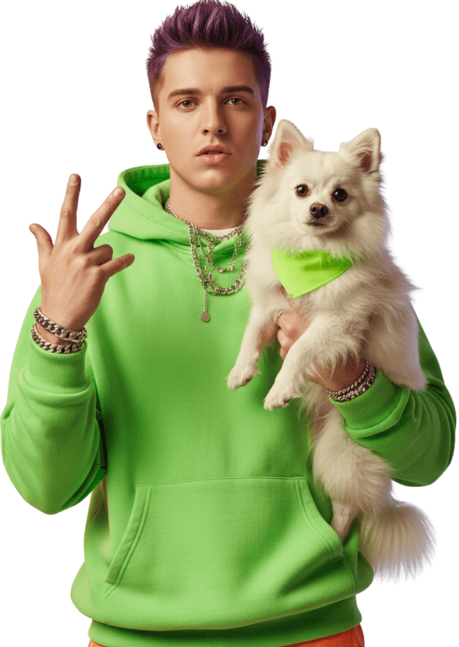 Person holding a dog